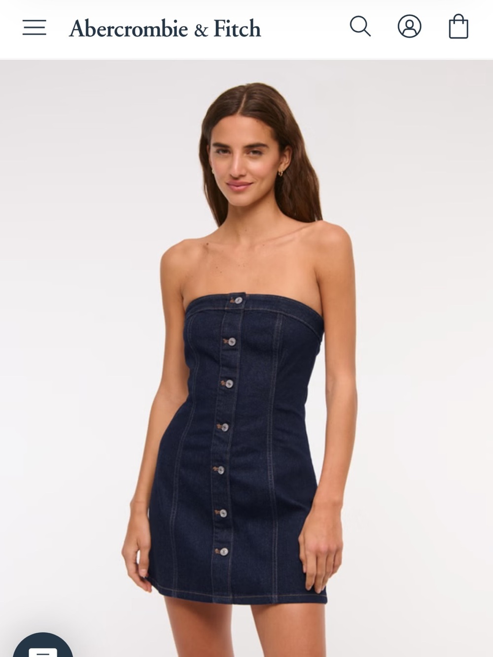 Abercrombie & Fitch Strapless Dark Indigo Denim Mini Dress
